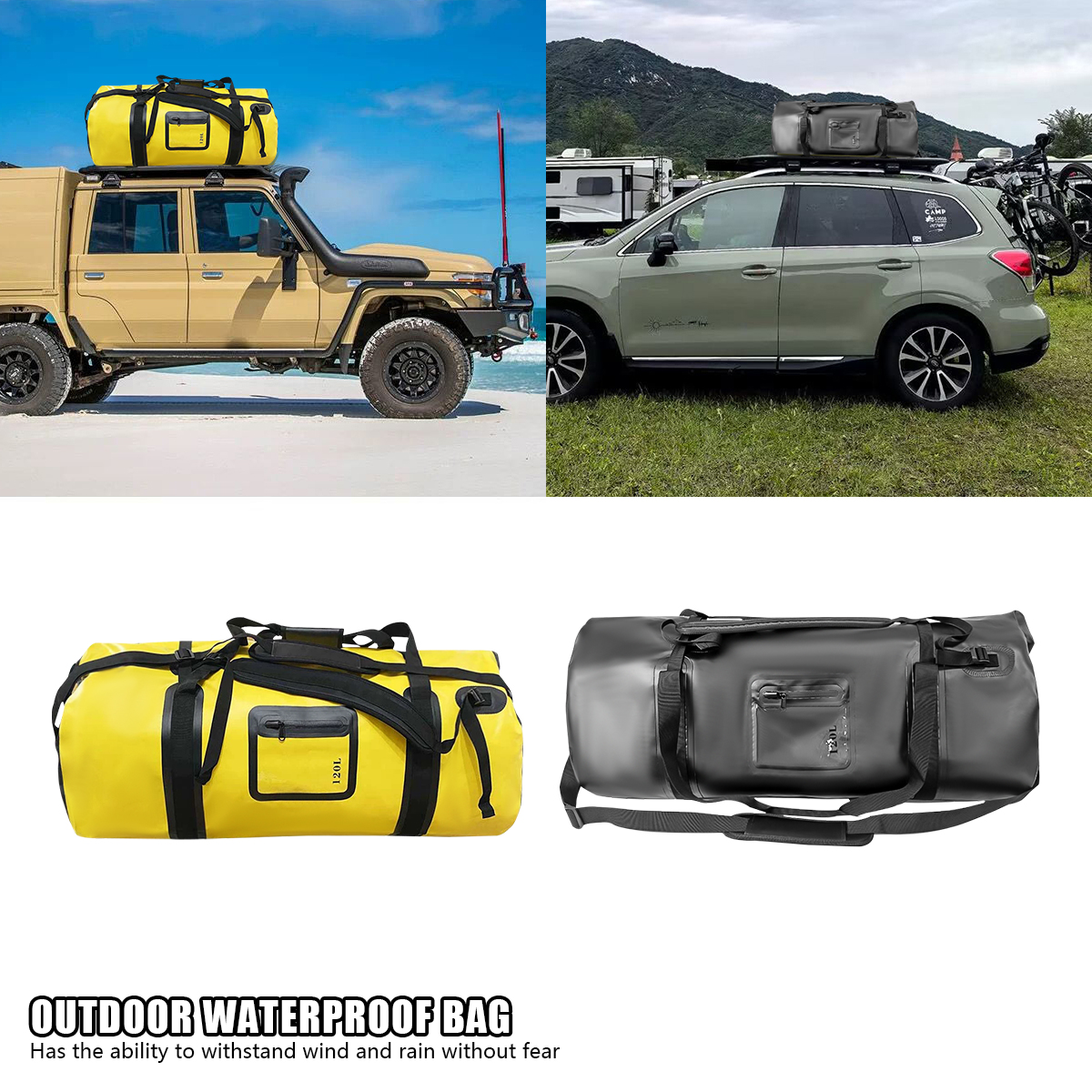 Outdoor Adventure Rafting - 120L Waterproof Duffle for Motorcycle Tail