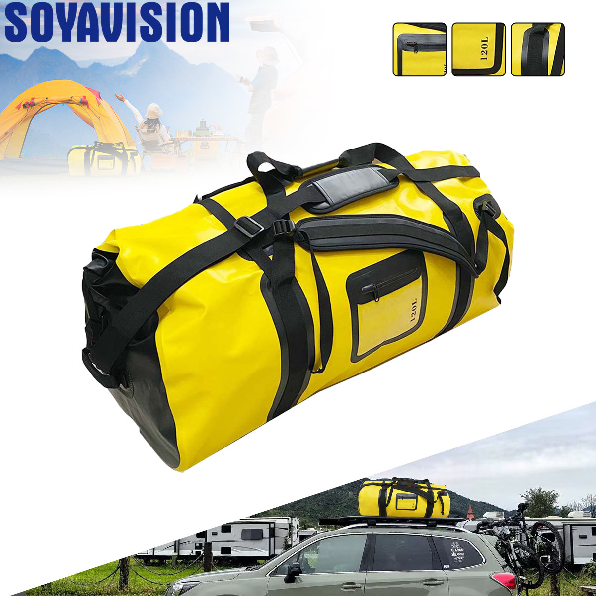 Outdoor Adventure Rafting - 40L/66L/120L Waterproof Duffle Motorcycle Tail Luggage