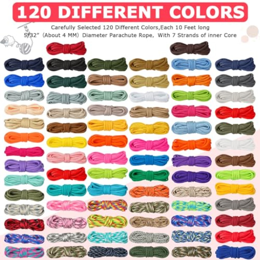 120 Pcs Paracord 550 10 Feet M - Paracord 550 Feet reseña y precio